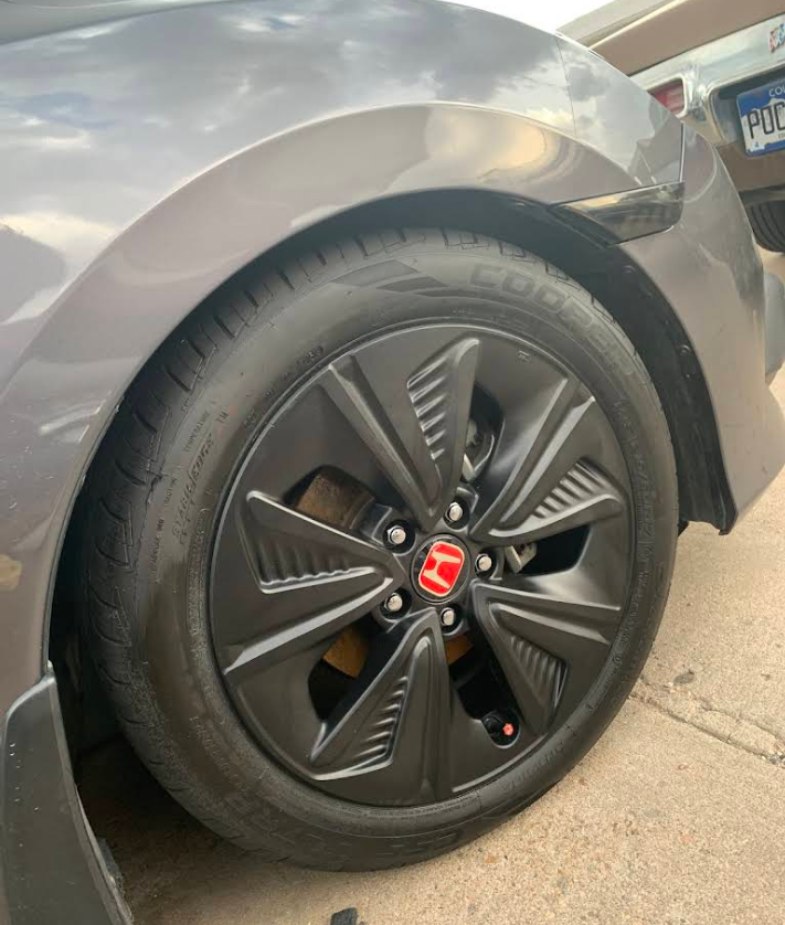Honda Civic with matte black powder-coated wheels
